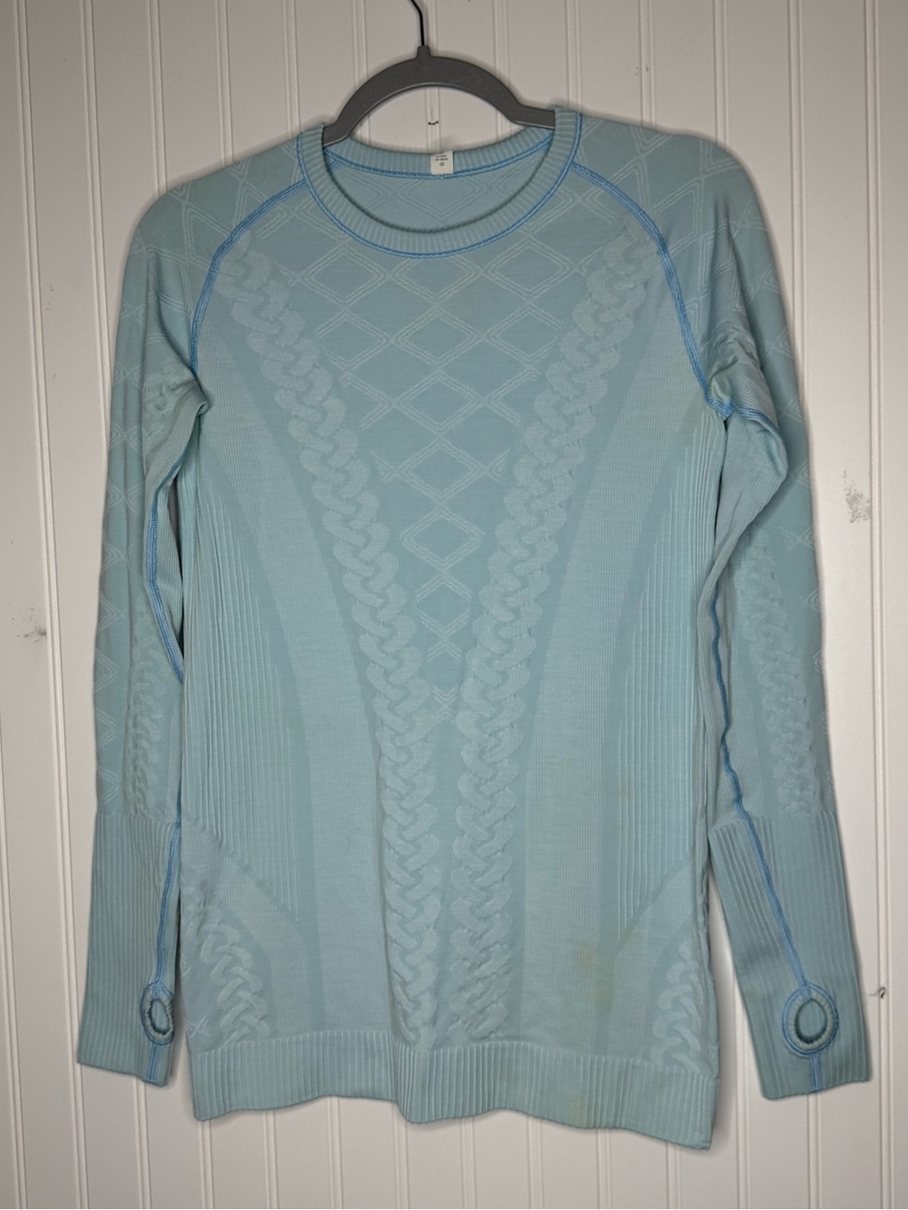 Lululemon Rest Less Pullover in Heathered Caspian Blue Size 8 (FLAWED)